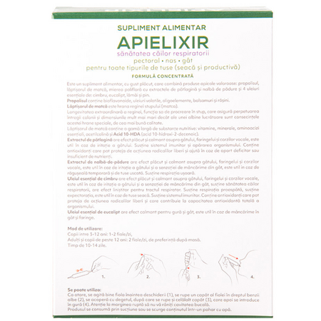 Sanatatea cailor respiratorii Apielixir, 20 fiole x 10 ml, Albina Carpatina 723243