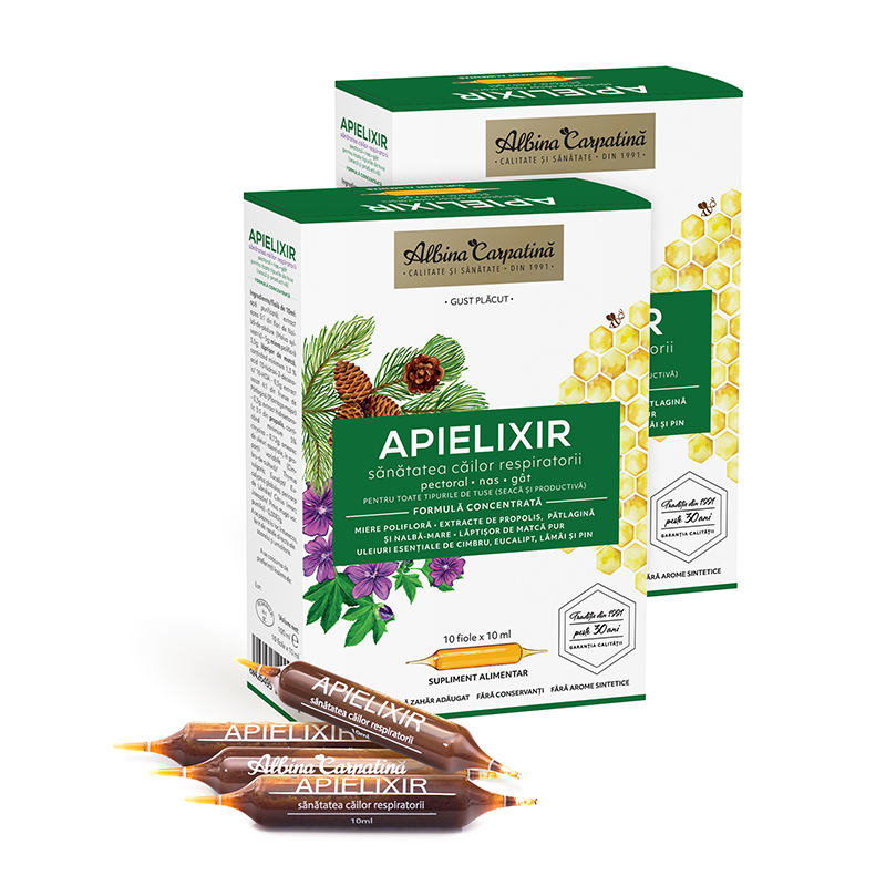 Apielixir sanatatea cailor respiratorii, 20 + 10 fiole x 10 ml, Albina Carpatina