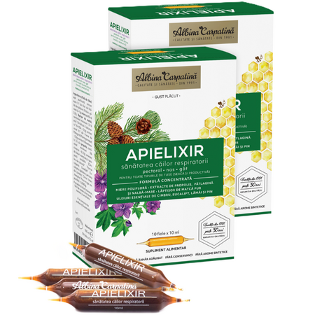 Apielixir sanatatea cailor respiratorii, 20 + 10 fiole x 10 ml, Albina Carpatina