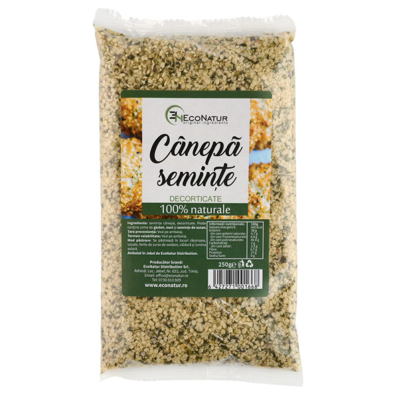 Seminte canepa decorticate, 250 g, EcoNatur