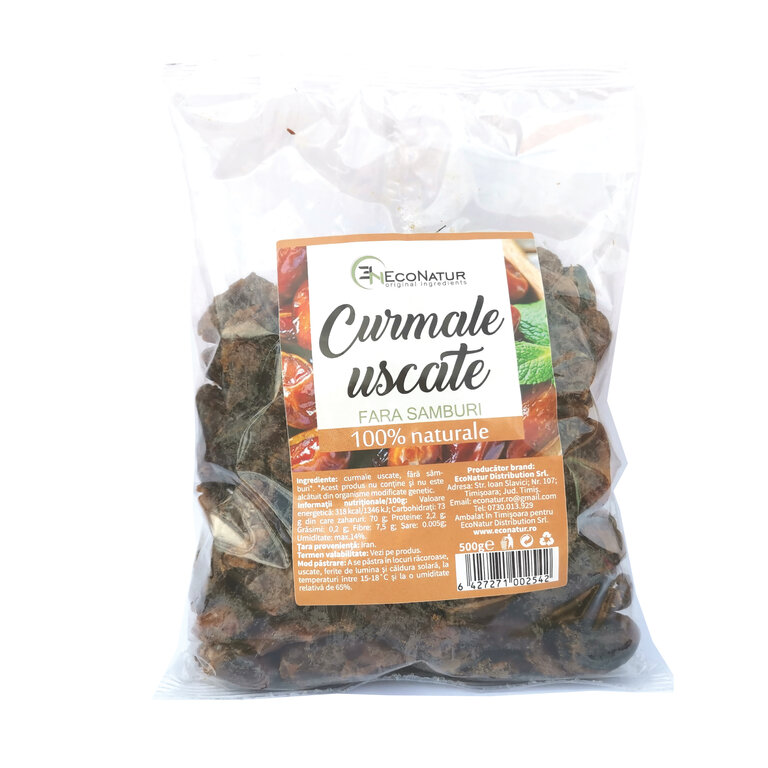 Curmale uscate fara samburi, 500g, Econatur