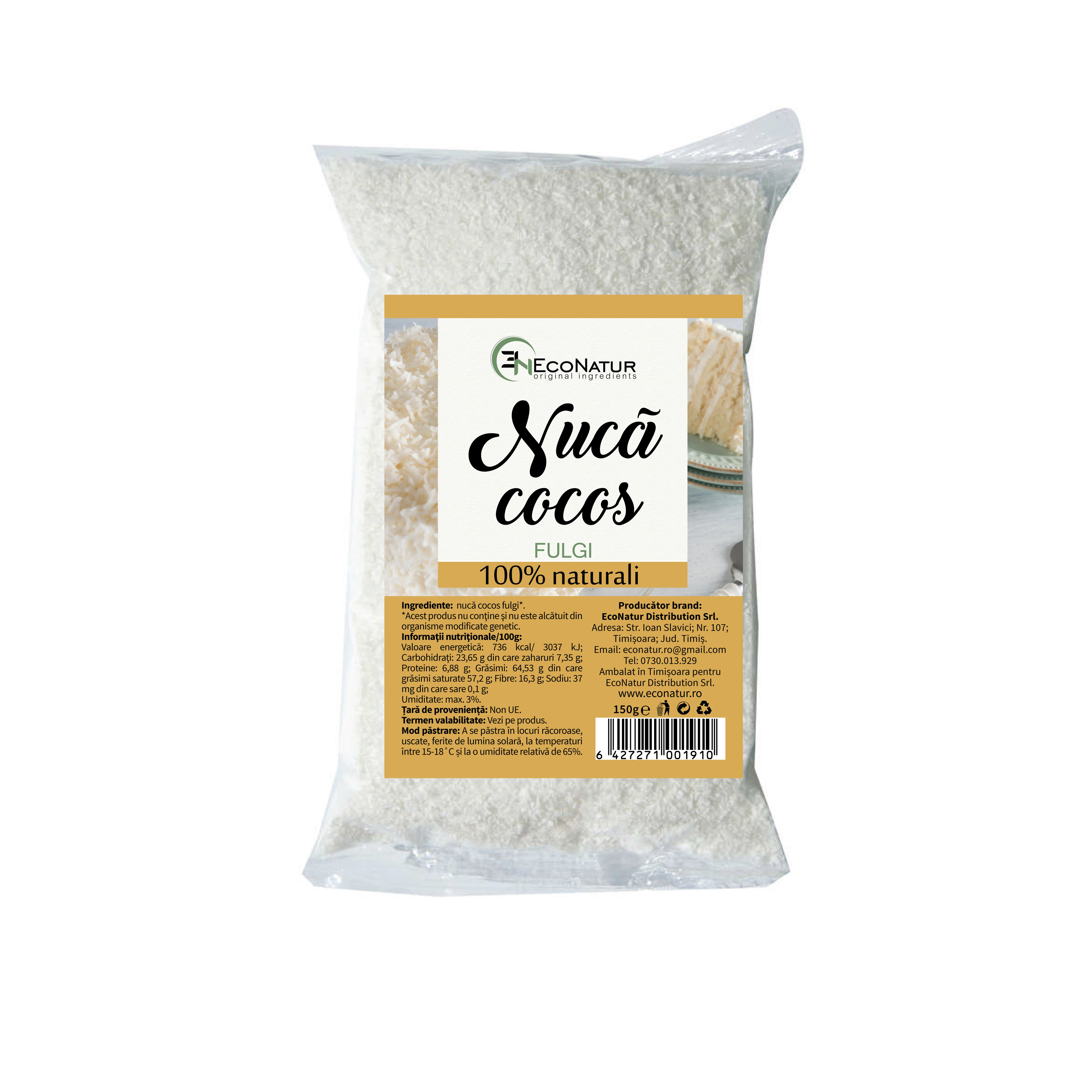 Fulgi Nuca Cocos, 150g, EcoNatur 