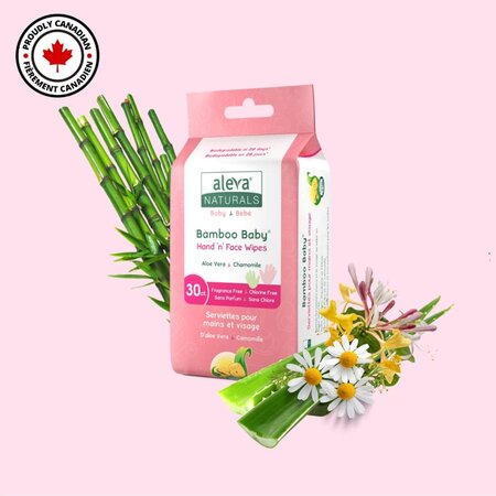 Servetele umede din fibre de bambus pentru maini si fata, 30 bucati, Aleva Naturals 621669