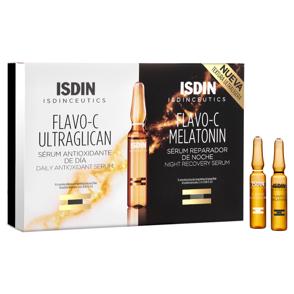 Fiole ser antioxidant ultraglican si melatonina Day & Night, 10 fiole + 10 fiole, Isdin