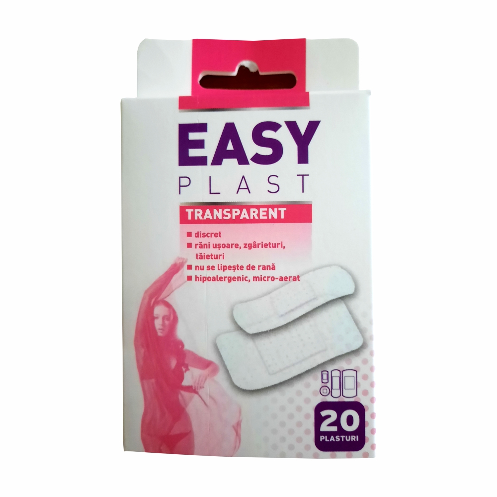 Plasturi transparenti asortati, 20 bucati, Easy Plast