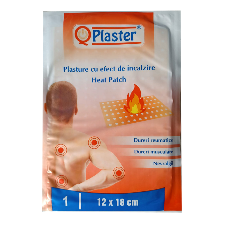 Plasture cu efect de incalzire Hot Patch, 12 x 18 cm, QPlaster