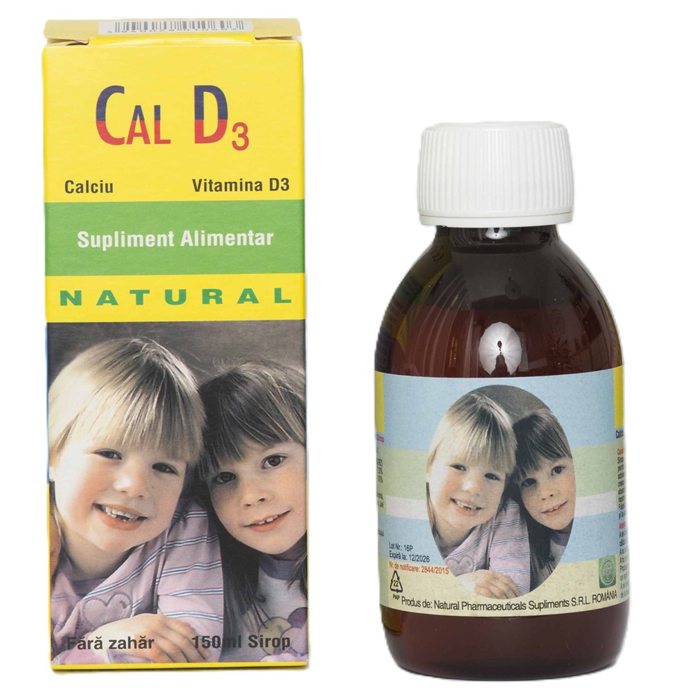 Sirop cu calciu si Vitamina D3, 150 ml, Natural Pharmaceuticals
