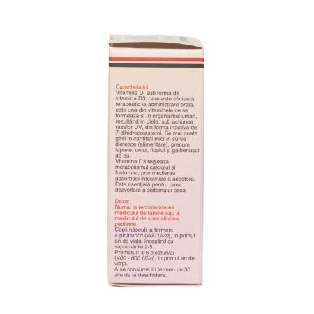 Picaturi cu Vitamina D3 Natural, 10 ml, Natural Pharmaceuticals 704617