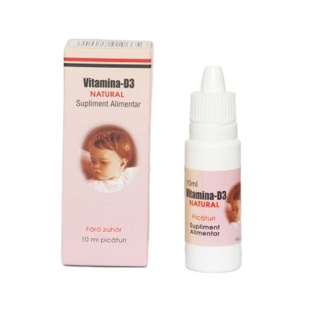 Picaturi cu Vitamina D3 Natural, 10 ml, Natural Pharmaceuticals 704615