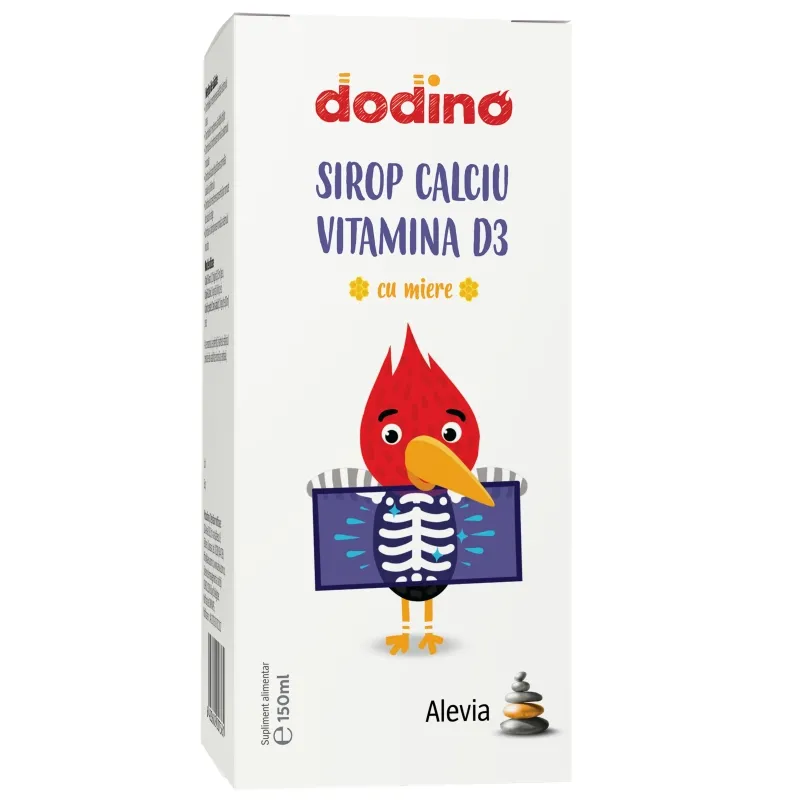 Sirop calciu vitamina D3 cu miere Dodino, 150 ml, Alevia