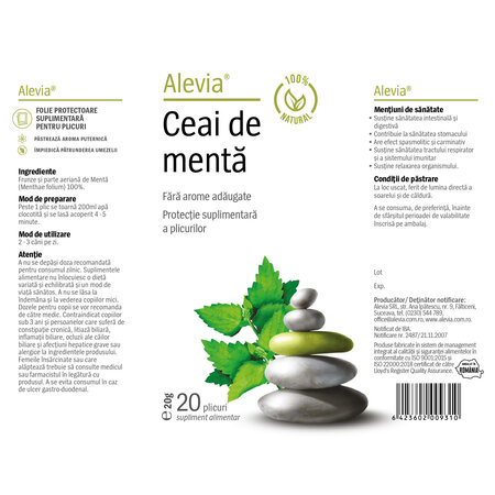 Ceai de menta, 20 plicuri, Alevia 618970