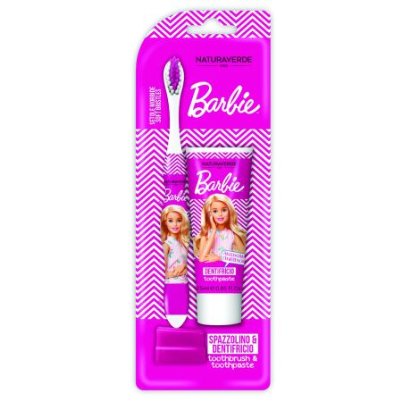 Set Periuta de dinti soft + Pasta de dinti Barbie, Naturaverde