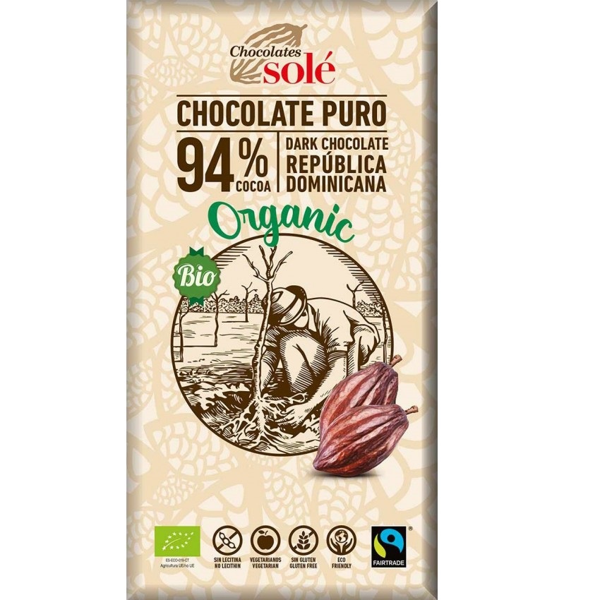 Ciocolata neagra Bio 94% cacao, 100 gr, Pronat