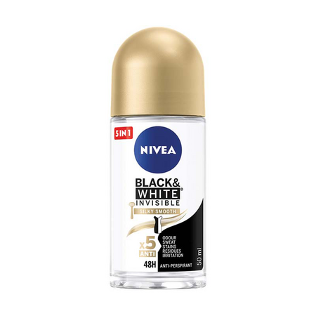 Deodorant roll-on antiperspirant Black & White Invisible Silky Smooth, 50 ml, Nivea