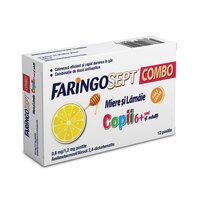 Faringosept Combo Miere si Lamaie, copii 6+ si adulti, 0,6 mg/1,2 mg, 12 pastile, Terapia