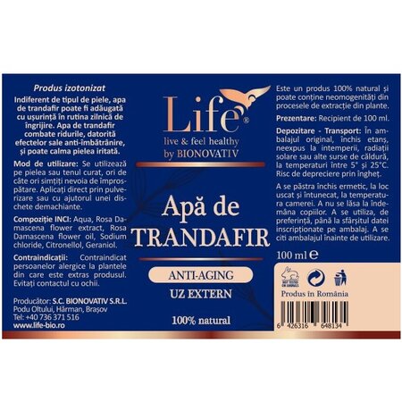 Apa cu trandafiri, 100 ml, Bionovativ 711047