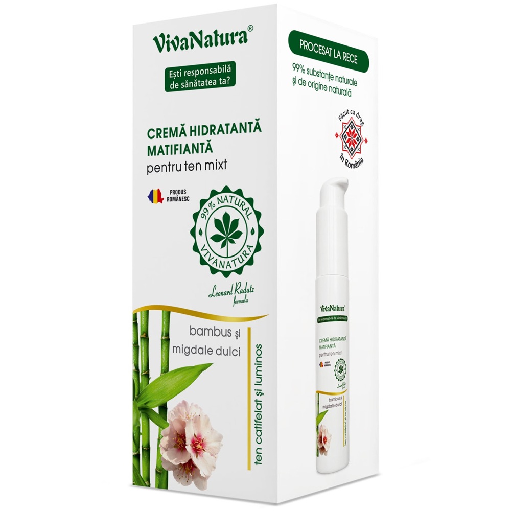Crema hidratanta matifianta pentru ten mixt, 45 ml, Vivanatura