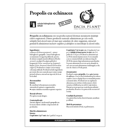 Extract natural de propolis cu echinacea spray, 20 ml, Dacia Plant 593188
