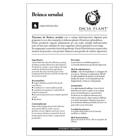 Tinctura de Branca Ursului, 200 ml, Dacia Plant 593398