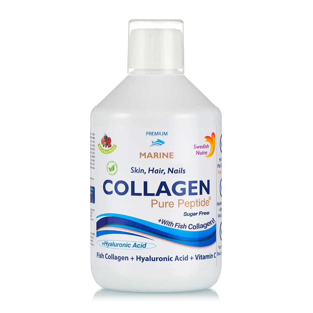 Colagen Lichid Marin Hidrolizat tip 1 si 3 cu 10.000 mg + Biotina + Acid Hialuronic, 500 ml, Swedish Nutra