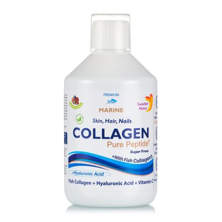 Colagen Lichid Marin Hidrolizat tip 1 si 3 cu 10.000 mg + Biotina + Acid Hialuronic, 500 ml, Swedish Nutra
