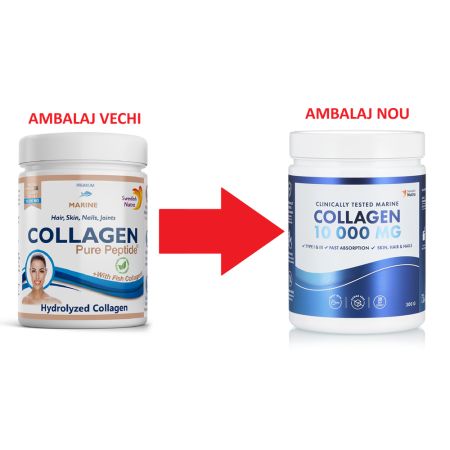 Pulbere de colagen hidrolizat tip 1 si 3 Marine Fish, 10000 mg, 300 g, Swedish Nutra