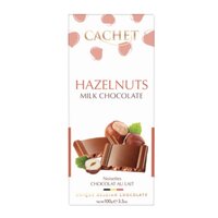 Ciocolata cu lapte si bucati de alune de padure, 100 g, Cachet
