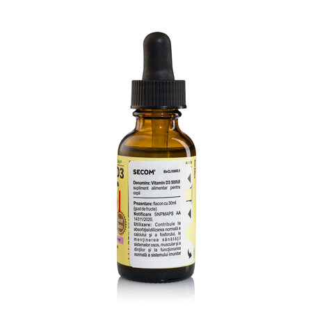 Vitamina D3 picaturi copii Childlife Essentials, 500 UI, 30 ml, Secom 727643