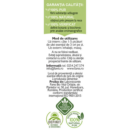 Ulei esential de bergamot (N159), 10ml, Fares 621110