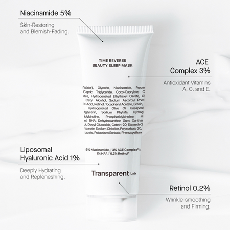 Masca de noapte anti-aging cu Niacinamide si Retinol, 75 ml, Transparent Lab 645673