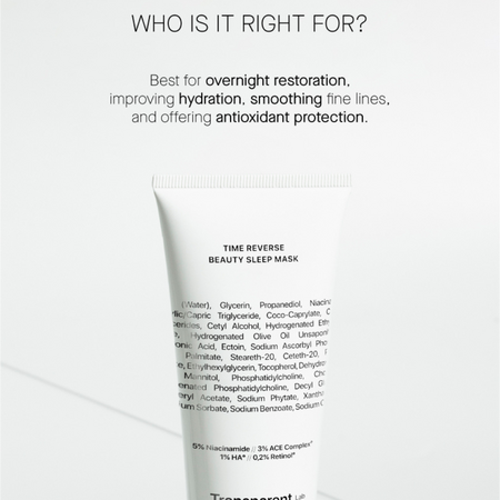 Masca de noapte anti-aging cu Niacinamide si Retinol, 75 ml, Transparent Lab 645675
