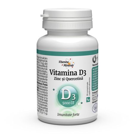 Vitamina D3 (5000UI) Zinc si Quercetina, 30 comprimate, Dacia Plant