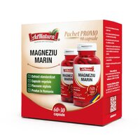 Pachet Magneziu Marin, 60 + 30 capsule,, AdNatura