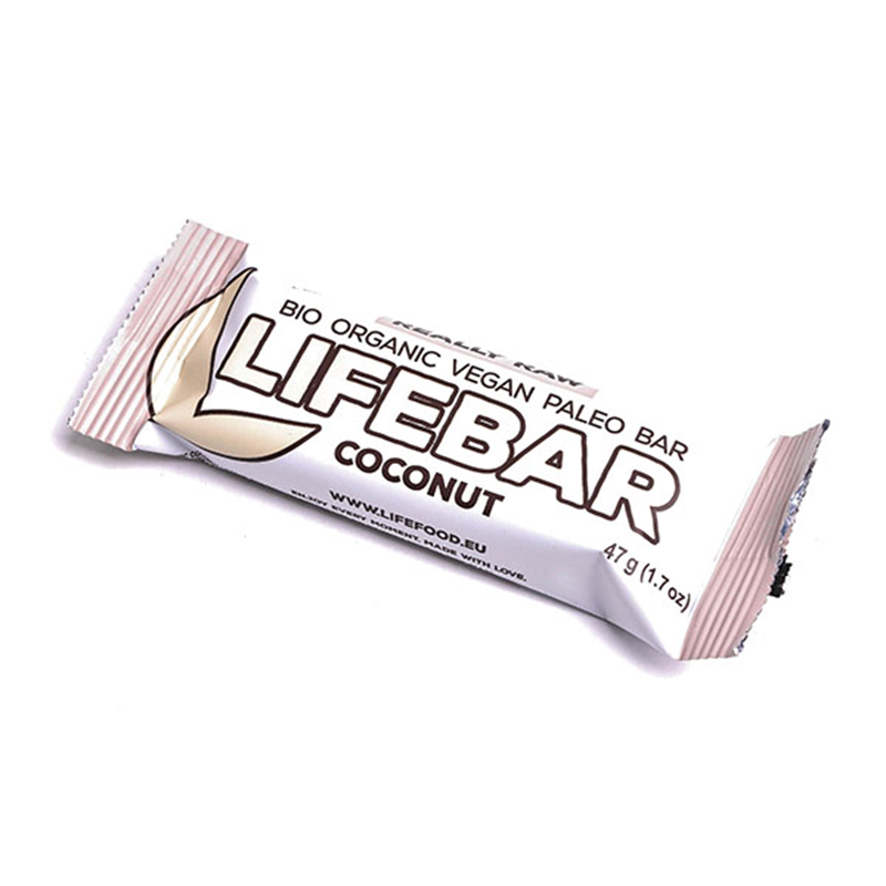 Baton bio fara gluten cu nuca de cocos raw, 47 g, Lifebar