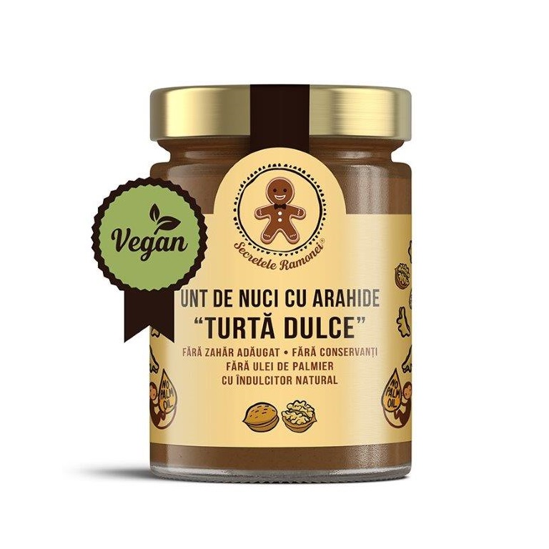 Crema tartinabila de nuci cu arahide, turta dulce, Secretele Ramonei, 350g, Remedia