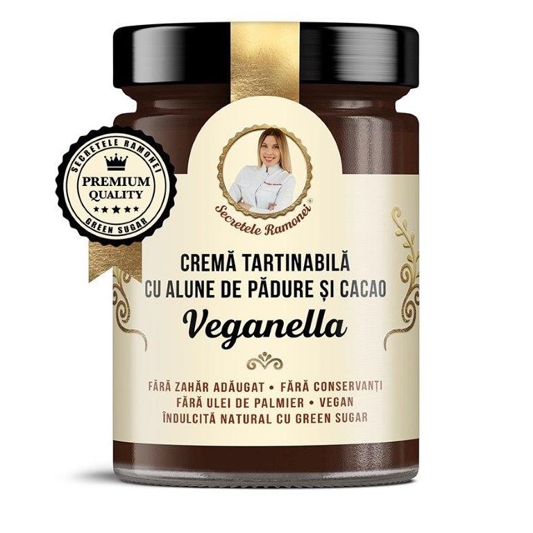 Crema tartinabila cu alune de padure si cacao, Veganella, Secretele Ramonei, 350g, Remedia 