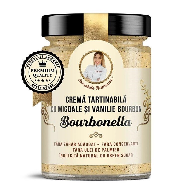 Crema tartinabila cu migdale si vanilie bourbon, Bourbonella, Secretele Ramonei, 350g, Remedia