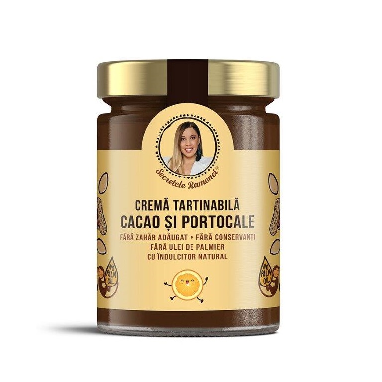 Crema tartinabila cacao si portocale, Secretele Ramonei, 350g, Remedia