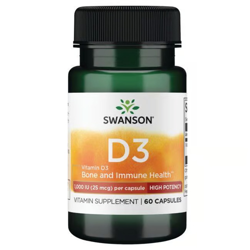 Vitamina D3, 1000 UI, 30 capsule, Swanson