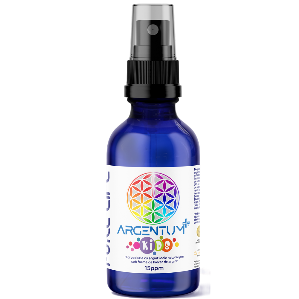 Hidrosolutie cu argint ionic Argentum+ Kids, 60 ml, Pure Life