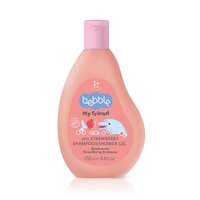 Sampon si gel de dus pentru copii 2 in 1 cu aroma de capsuni My Friend, 250 ml, Bebble