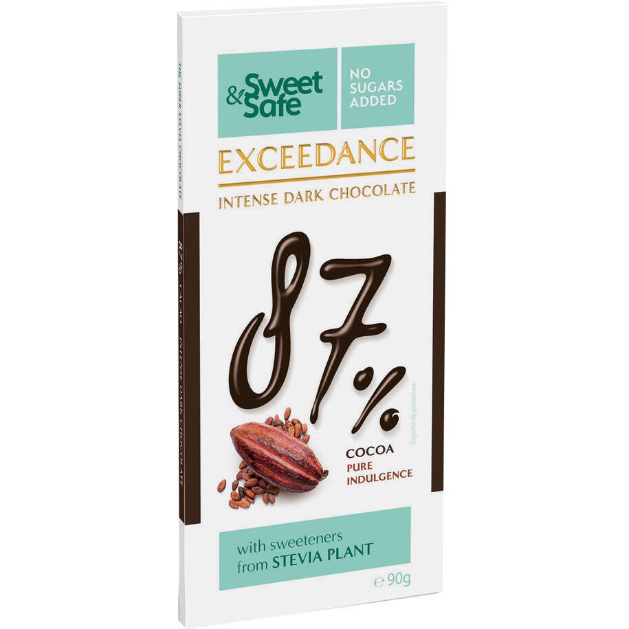 Ciocolata neagra intens amaruie 87%, 90 g, Sweet & Safe