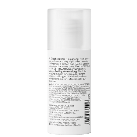 Lotiune exfolianta Smooth Out, 30 ml, Geek&Gorgeous 699732
