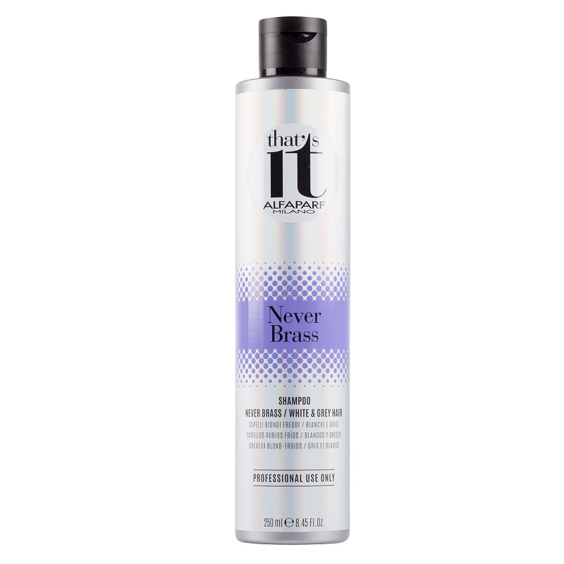 Sampon pigmentat pentru par blond sau alb That'S It Never Brass, 250 ml, Alfaparf