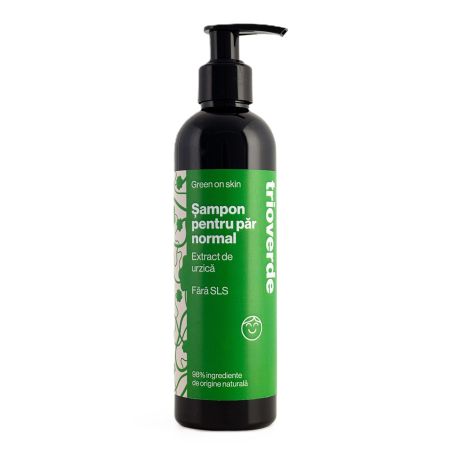 Eticheta Produs Sampon pentru par normal si gras cu extract de urzica, 250 ml, Trio Verde