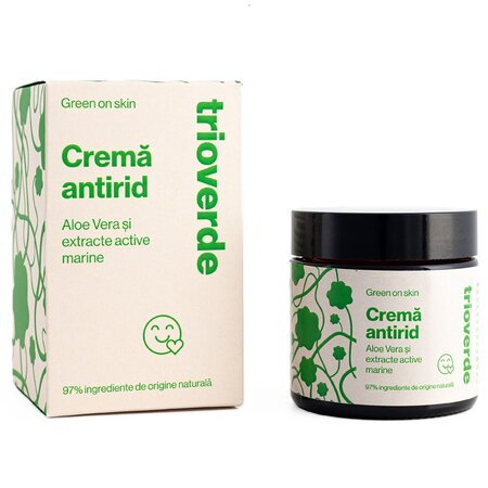 Crema antirid de fata cu aloe vera si extracte active marine, 60 ml, Trio Verde 704024