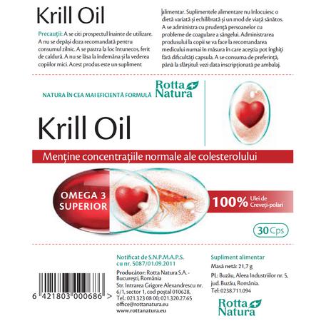 Krill Oil, 500 mg, 30 capsule, Rotta Natura 597986