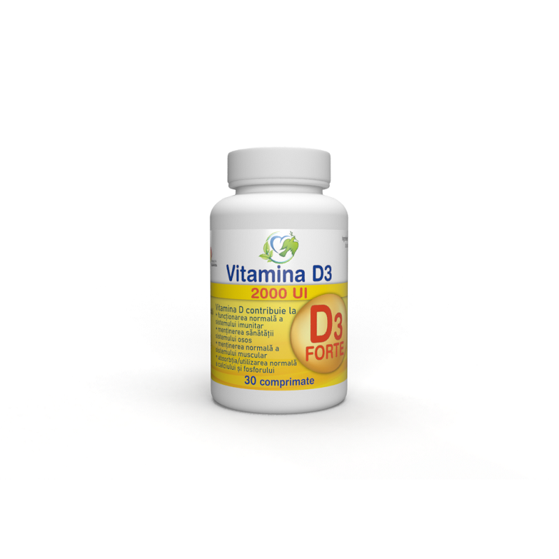 Vitamina D3 Forte 2000 UI, 30 comprimate, Justin Pharma