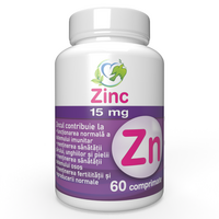 Zinc, 15 mg, 60 comprimate, Justin Pharma