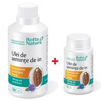Pachet Ulei de seminte de In, 90 + 30 capsule, Rotta Natura